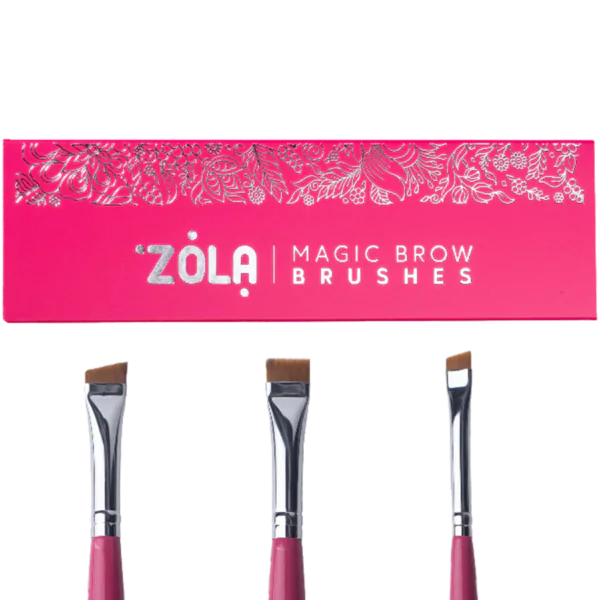 ZOLA Profesjonalny zestaw pędzli do brwi MAGIC BROW BRUSHES Malina