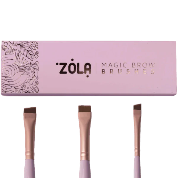 ZOLA Profesjonalny zestaw pędzli do brwi MAGIC BROW BRUSHES Jasny róż