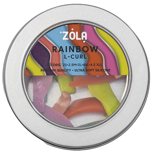 ZOLA Silikonowe Wałeczki do laminacji Rainbow L-Curl (2S, 2.5M, 3L, 4XL, 4.5XLL)